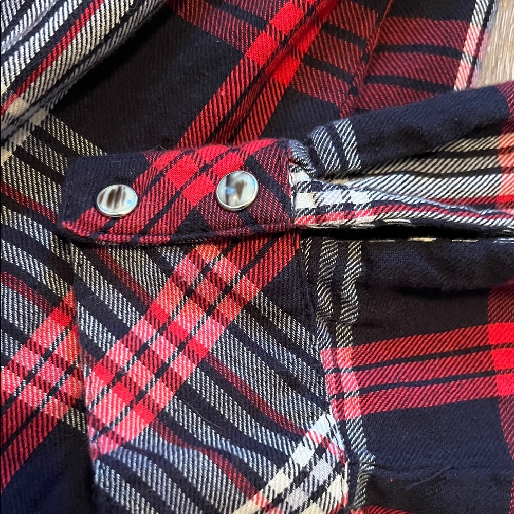 Women’s Double Ranch Large Red and Black Plaid Shirt Dry Clean - Picture 5 of 11